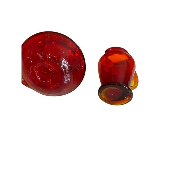 Vintage Mini Red Crackle & Red & Amber Ombre Mini Vases - Picture 5 of 5